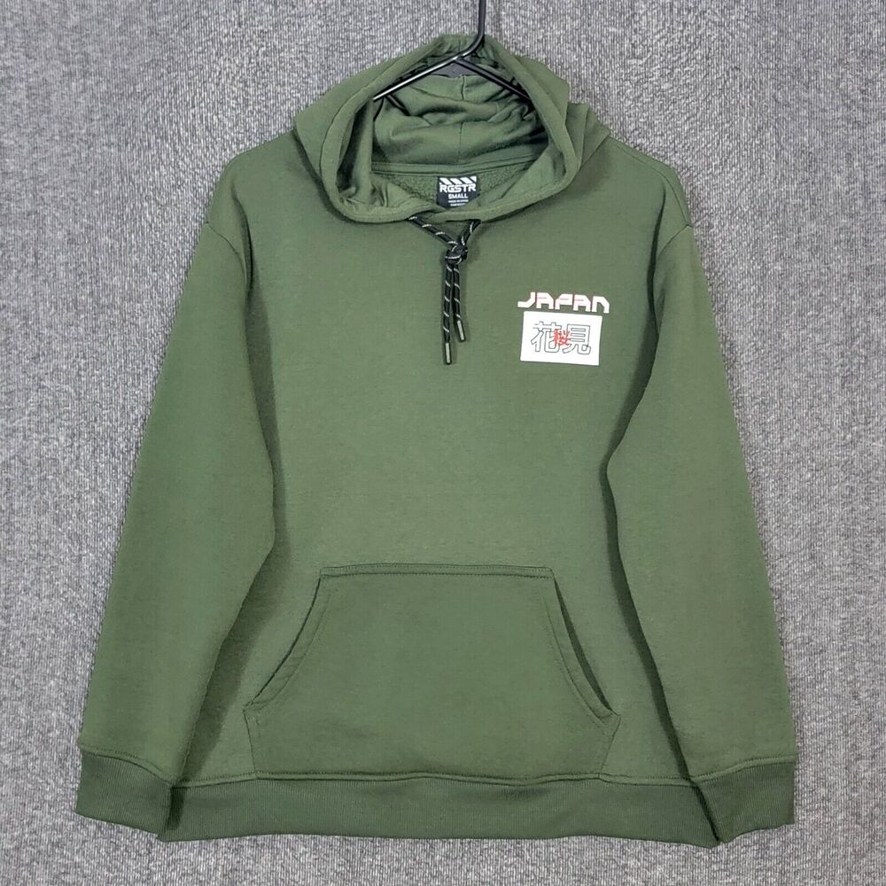 RGSTR Hoodie Mens Small Olive Green Japan Culture Asian Graphics